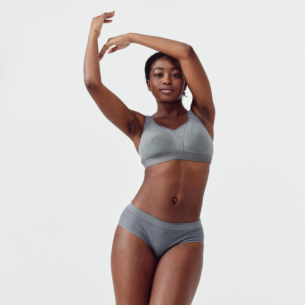 Brassière bretelles croisables maintien fort femme, Noir