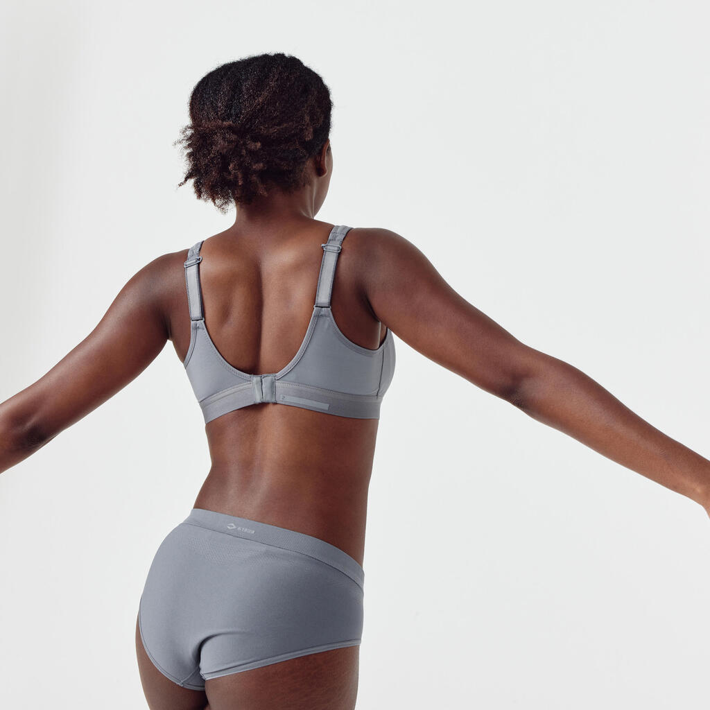 Brassière bretelles croisables maintien fort femme, Noir