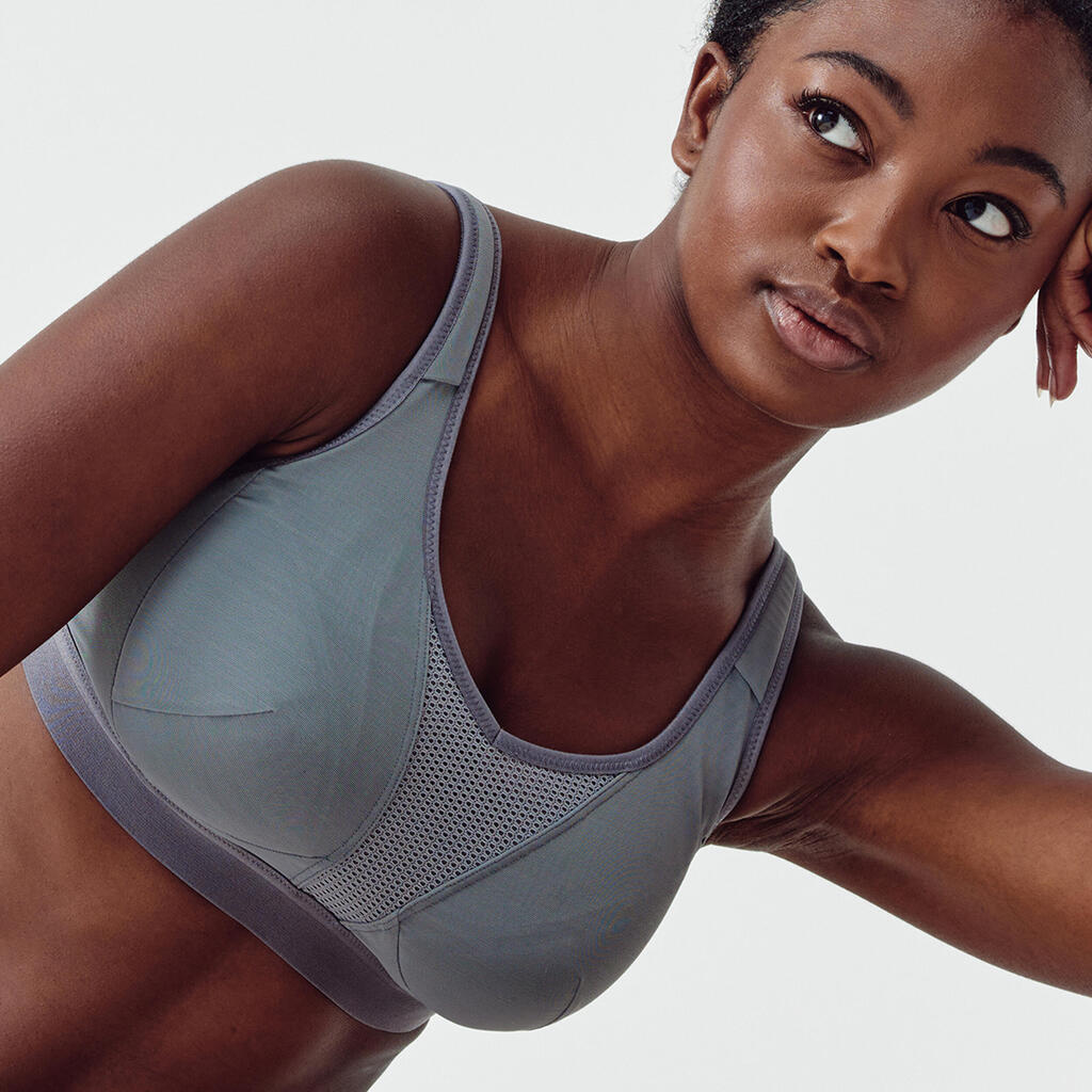 Brassière bretelles croisables maintien fort femme, Noir