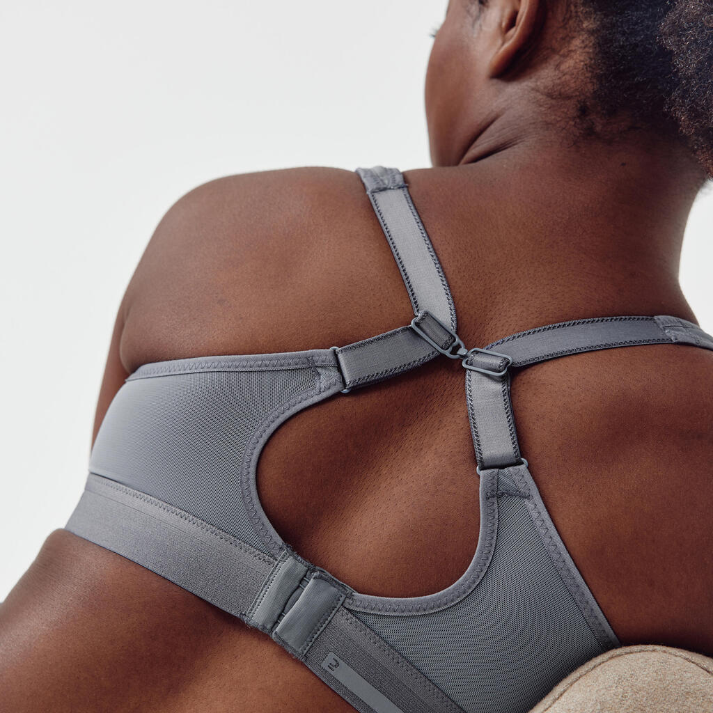 Brassière bretelles croisables maintien fort femme, Noir