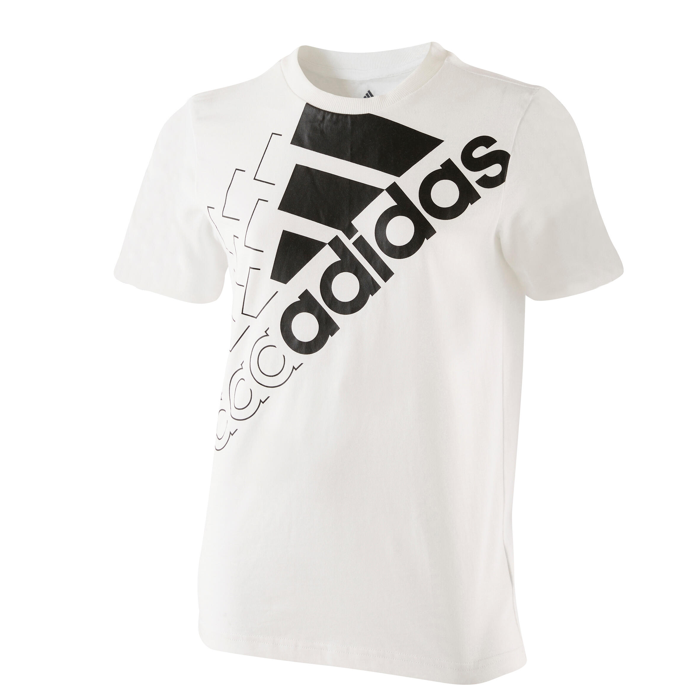 T shirt fille adidas blanc et noir logo ADIDAS Decathlon