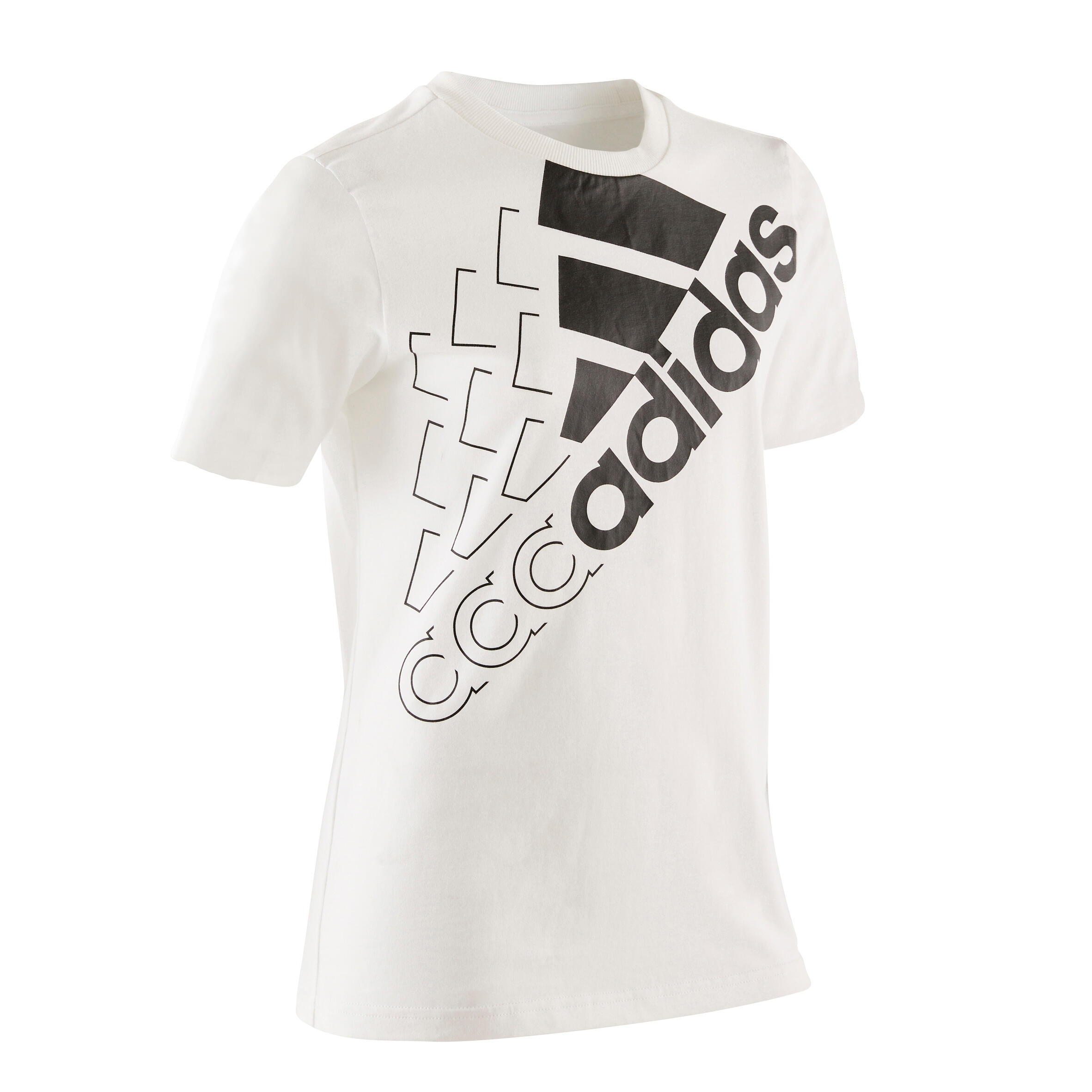 Tricou educație fizică cu logo alb fete ADIDAS
