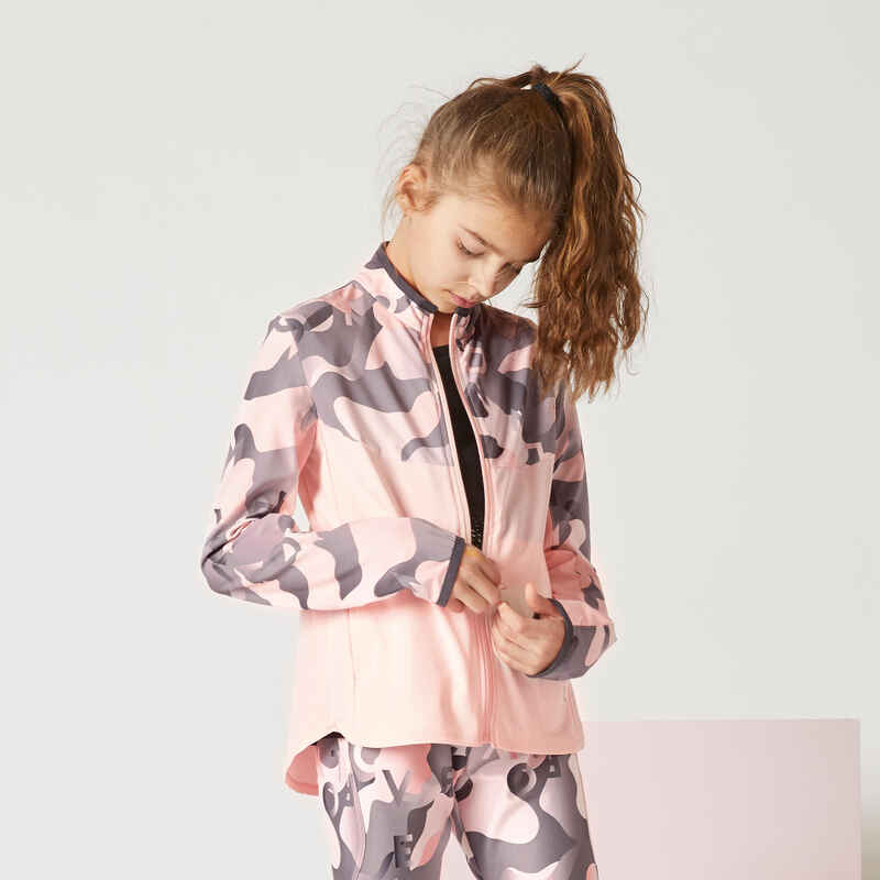 Trainingsjacke leicht Kinder rosa mit Print Trainingsjacke leicht Kinder rosa mit Print