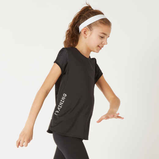 
      Girls' Technical Breathable T-Shirt - Black/White
  