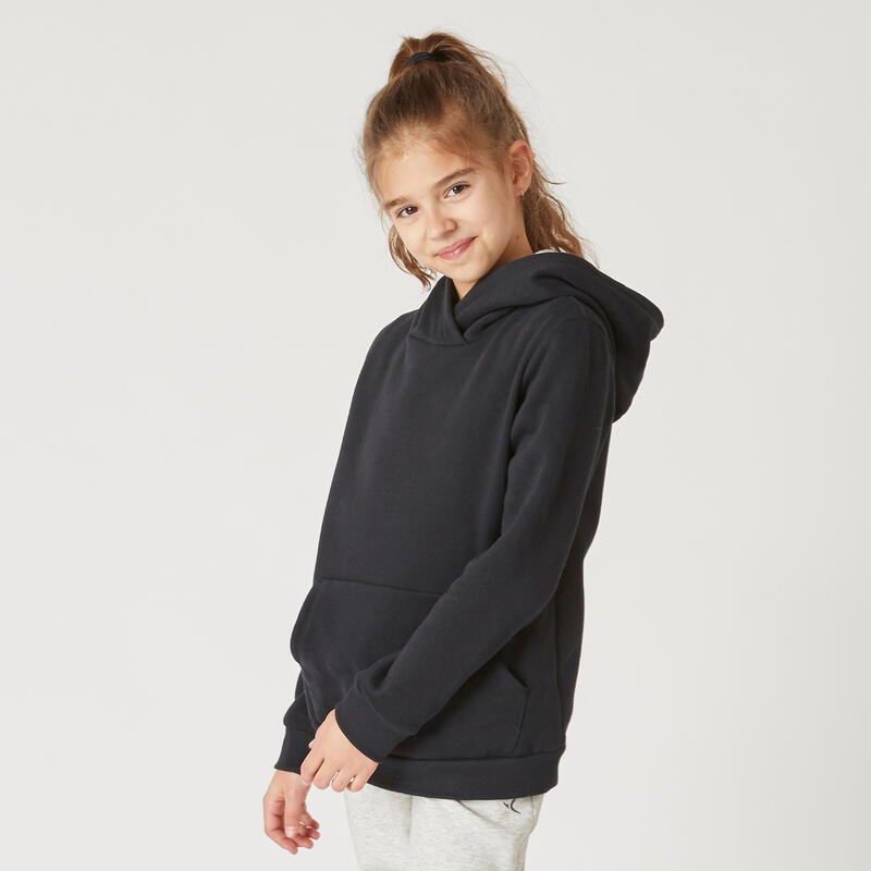 Sweat à capuche chaud enfant - 500 noir