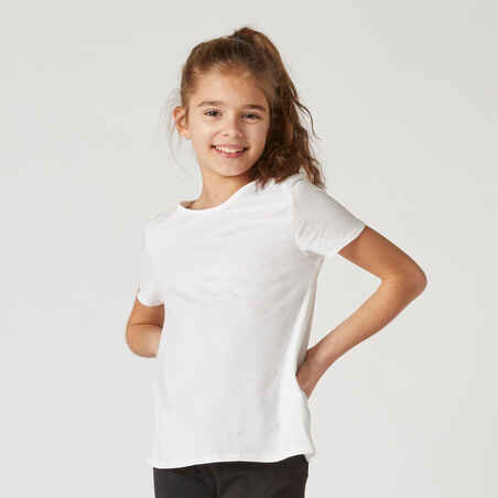 Girls' Short-Sleeved Gym T-Shirt 100 - White
