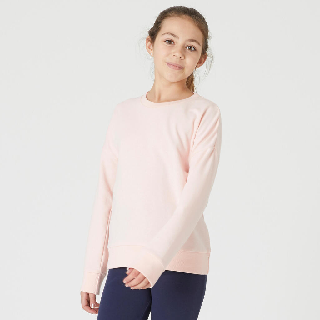 Kids' Crew Neck French Terry Cotton Zip-Up Sweatshirt - Basic Pink