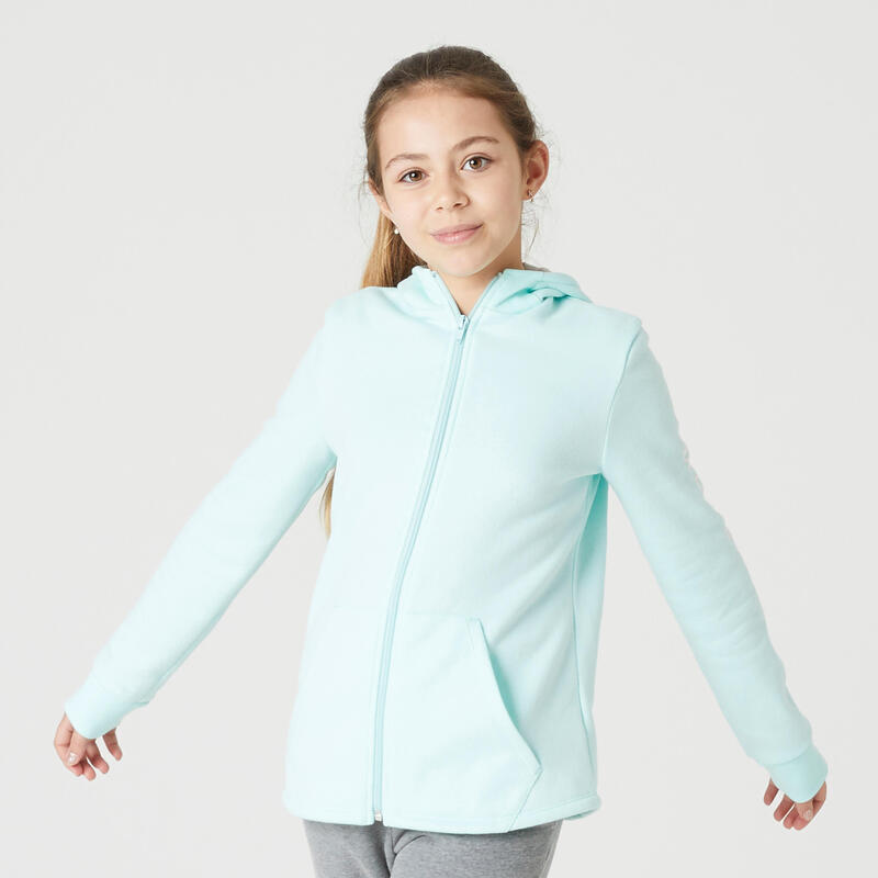 Felpa con cappuccio bambina ginnastica 100 verde