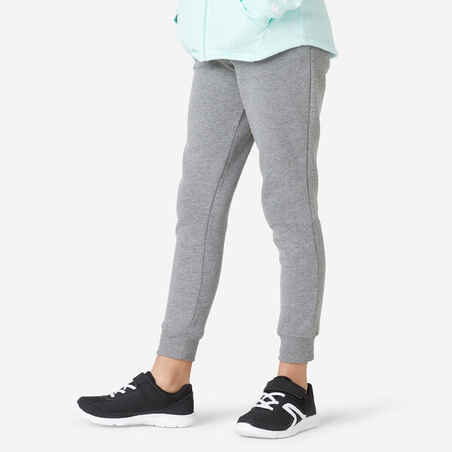 Girls' Warm Jogging Bottoms 500 - Mid Grey Marl