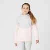 Kids' Breathable Cotton Hoodie 500 - Heathered Light Grey/Pink