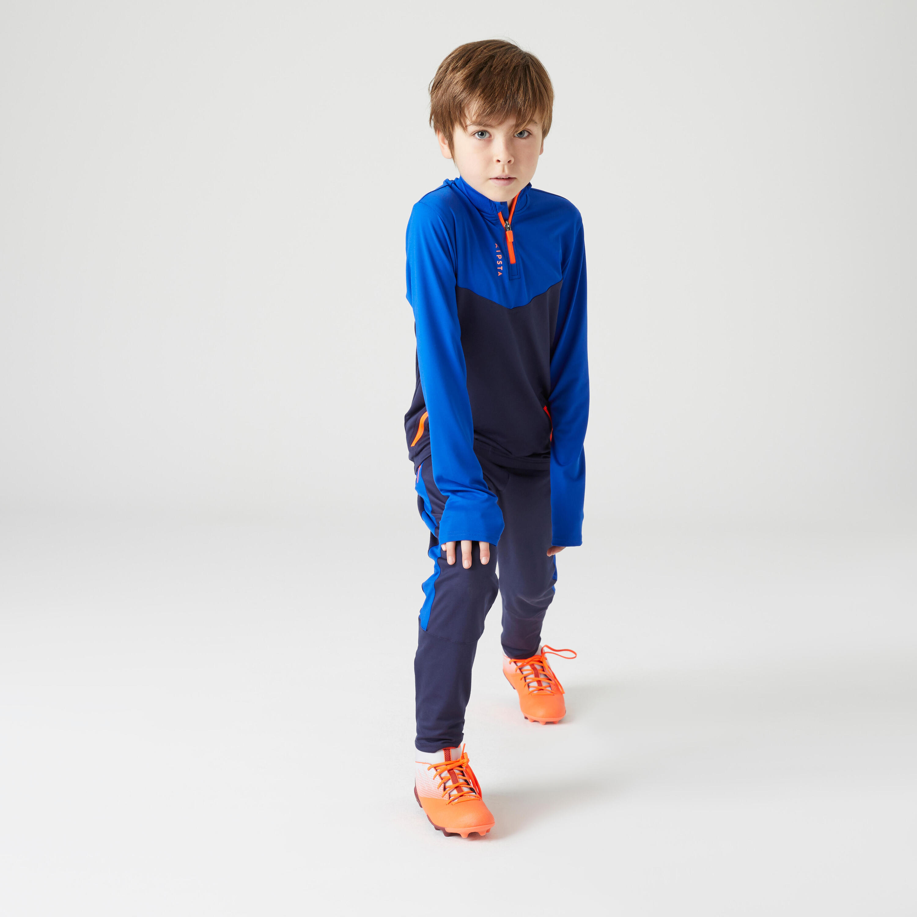 Kids' 1/2 Zip Football Training Sweatshirt - Blue/Navy Blue 5/9