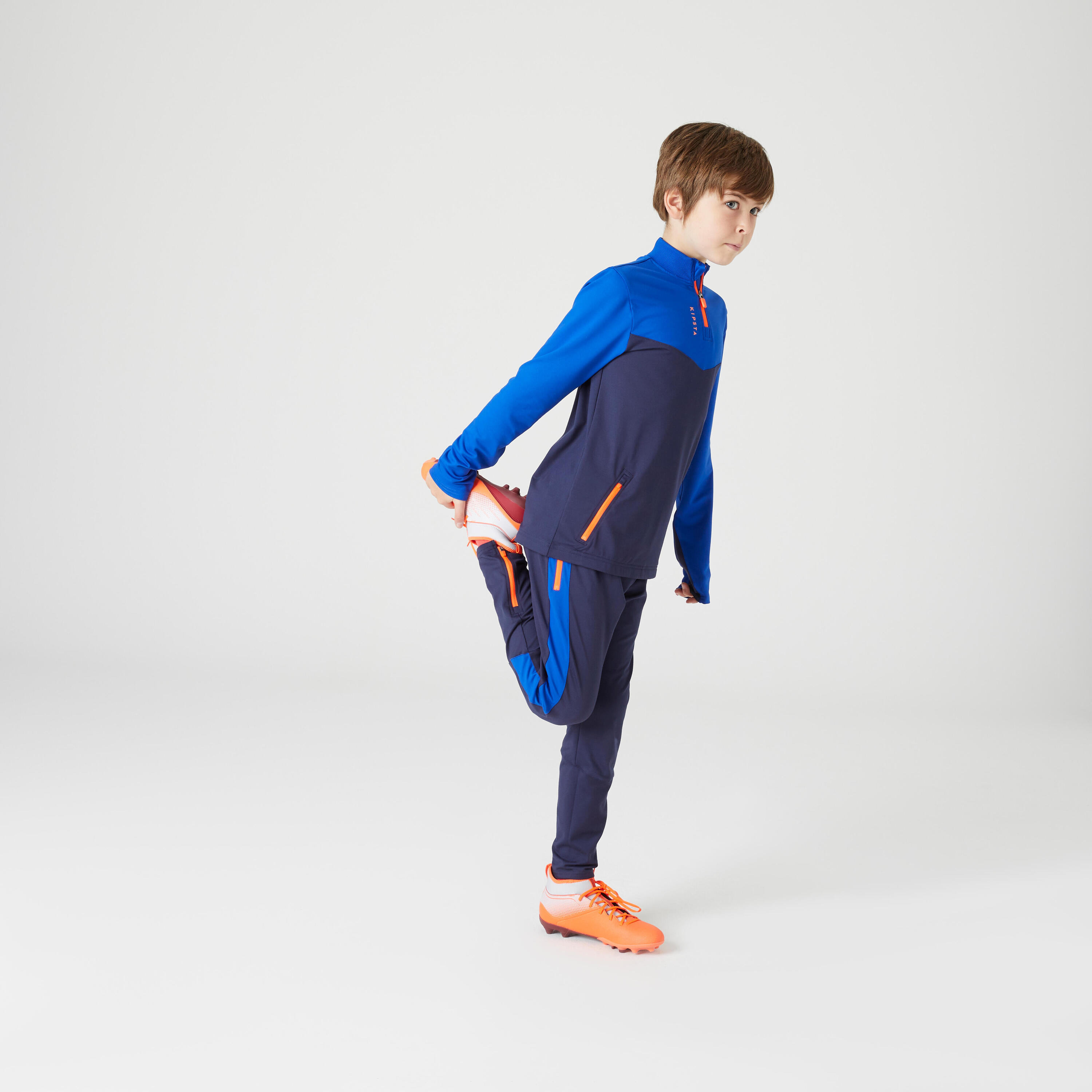 Kids' 1/2 Zip Football Training Sweatshirt - Blue/Navy Blue 6/9
