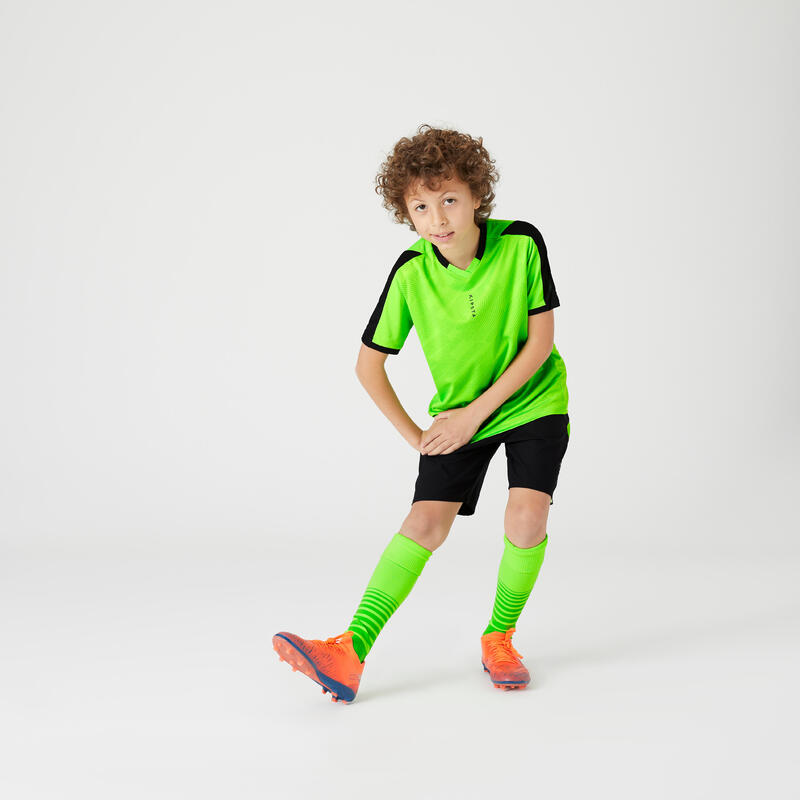 Maillot de football enfant manche courte F520 vert fluo