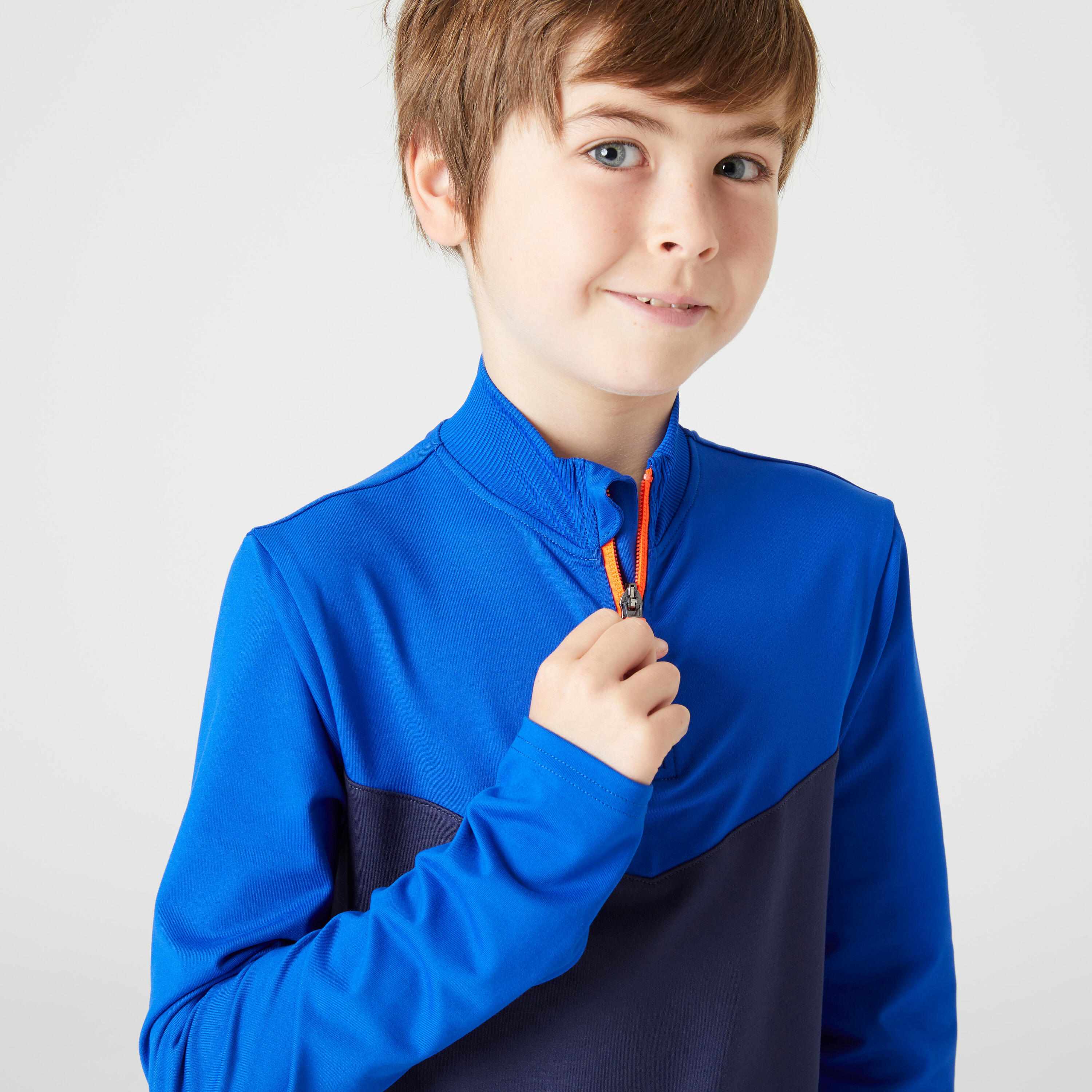 Kids' 1/2 Zip Football Training Sweatshirt - Blue/Navy Blue 4/9