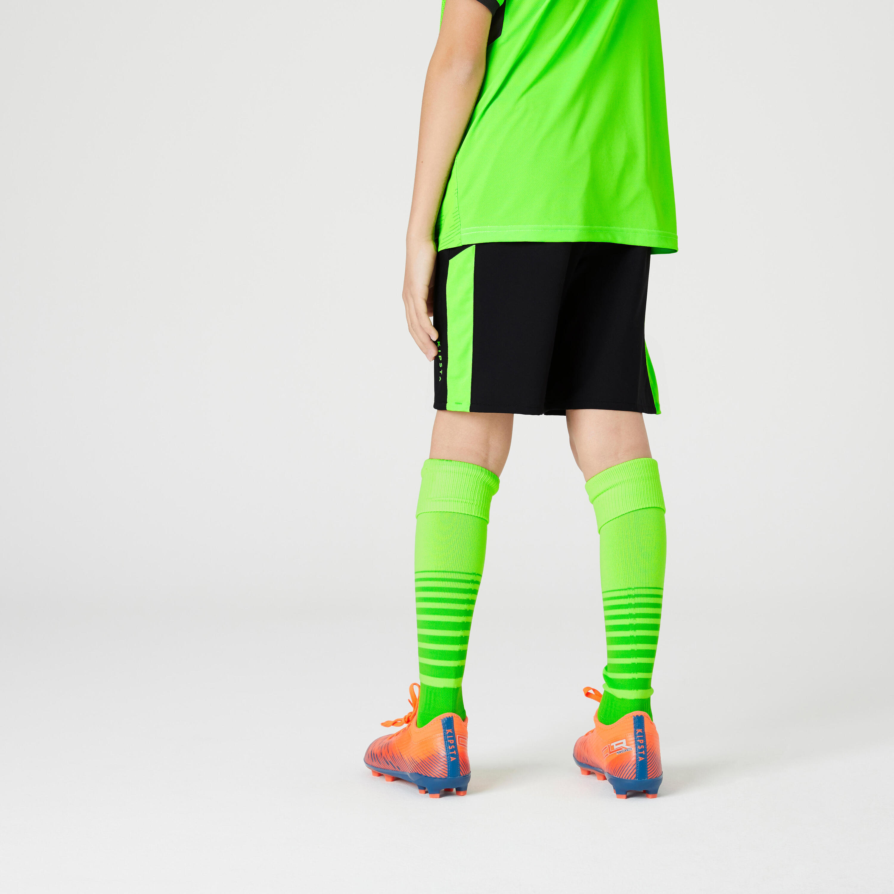 F520 Kids' Football Shorts - Black/Neon Green 3/10