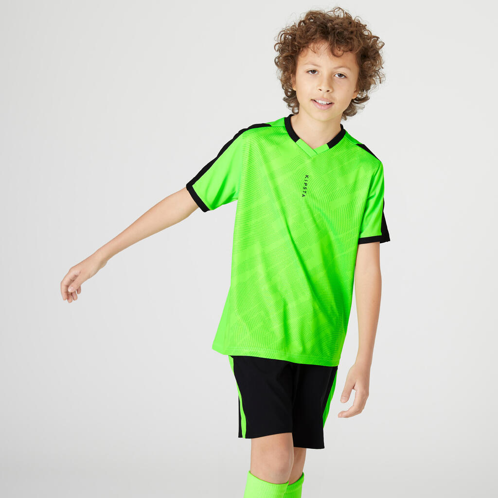 Fussballtrikot kurzarm F520 Kinder neongrün