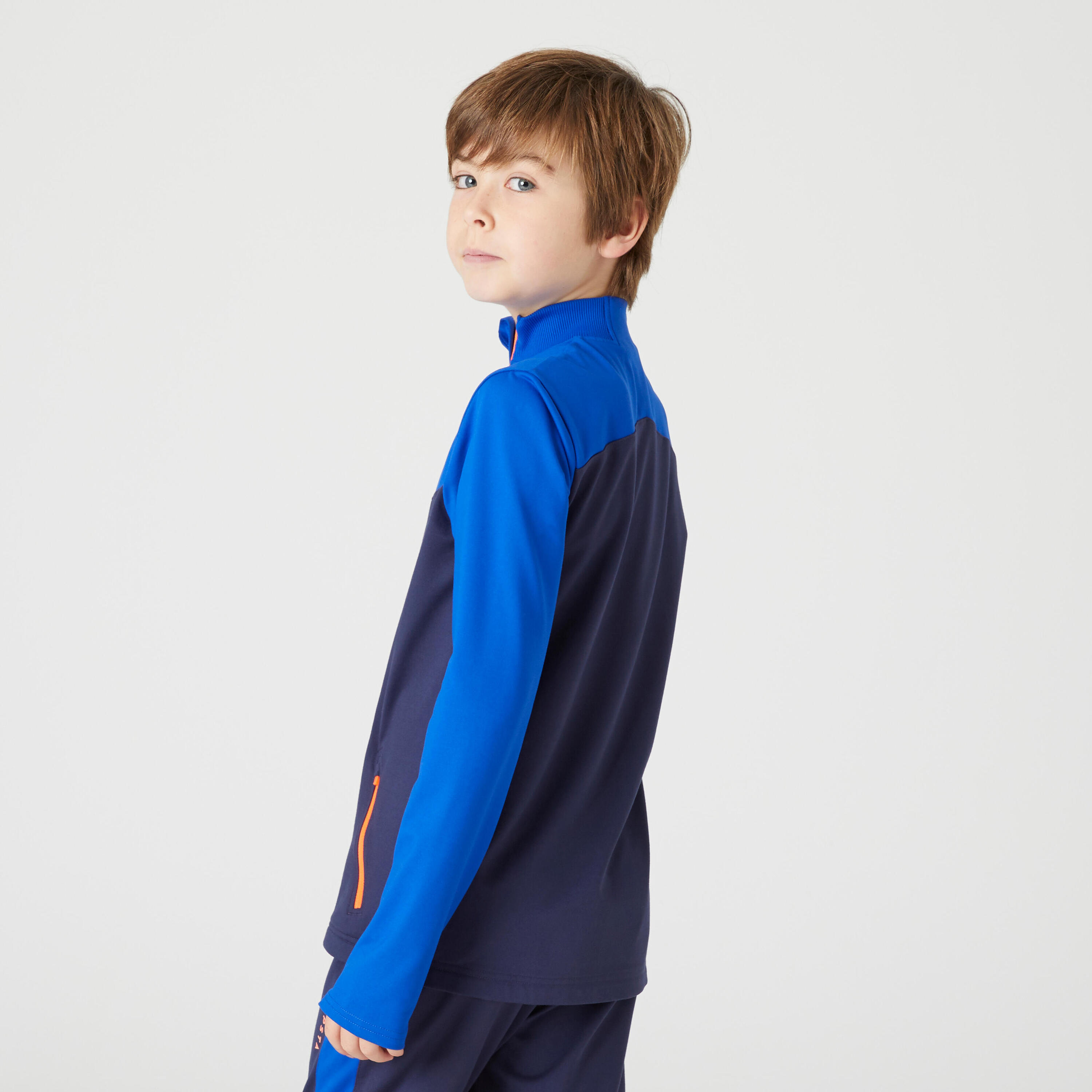 Kids' 1/2 Zip Football Training Sweatshirt - Blue/Navy Blue 3/9
