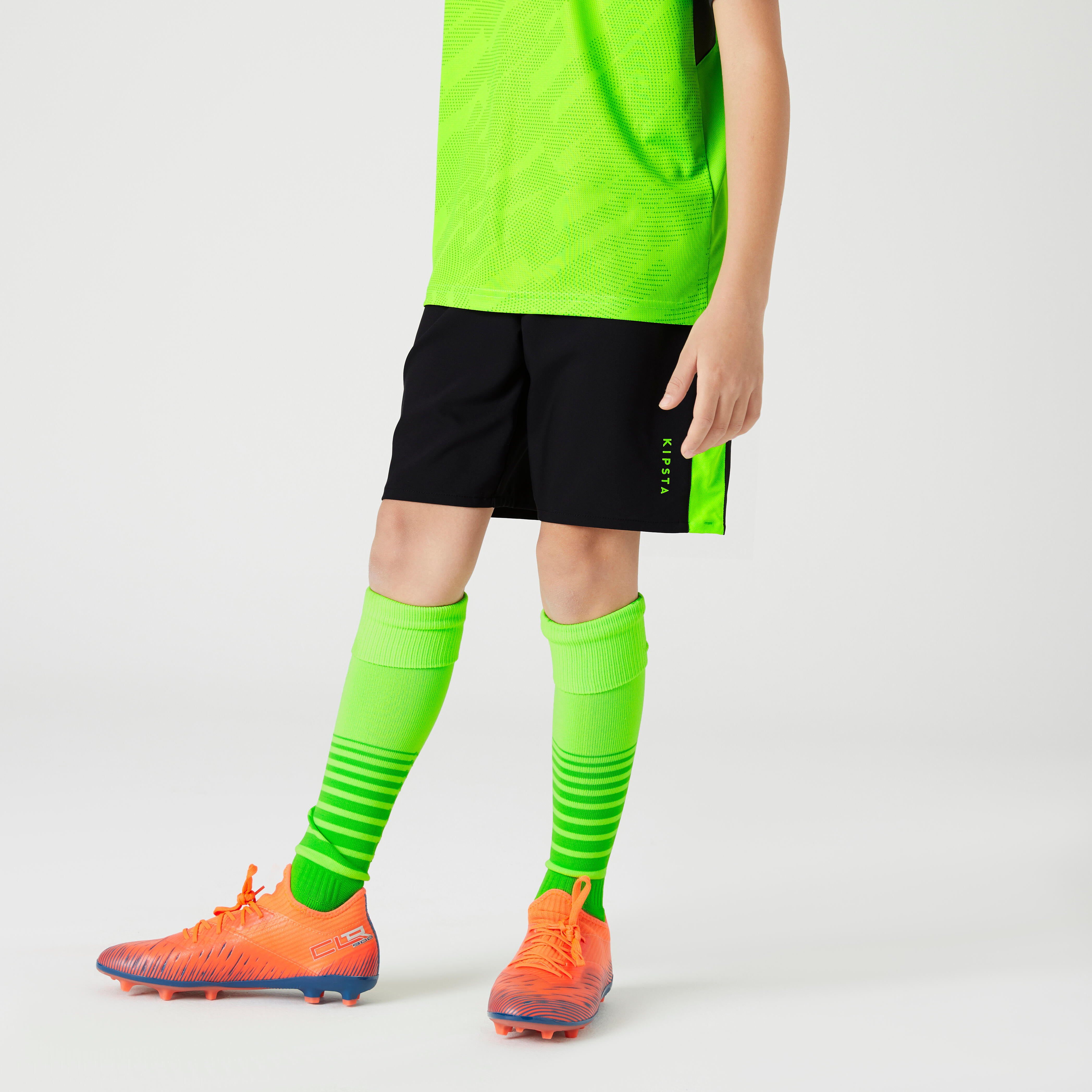 F520 Kids' Football Shorts - Black/Neon 