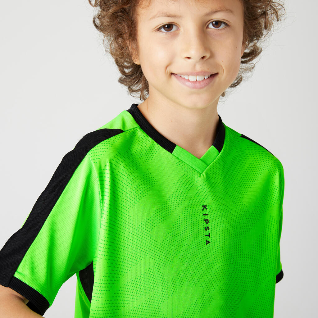 Fussballtrikot kurzarm F520 Kinder neongrün