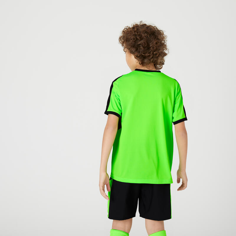 Kids' ShortSleeved Football Shirt F520 Neon Green Decathlon
