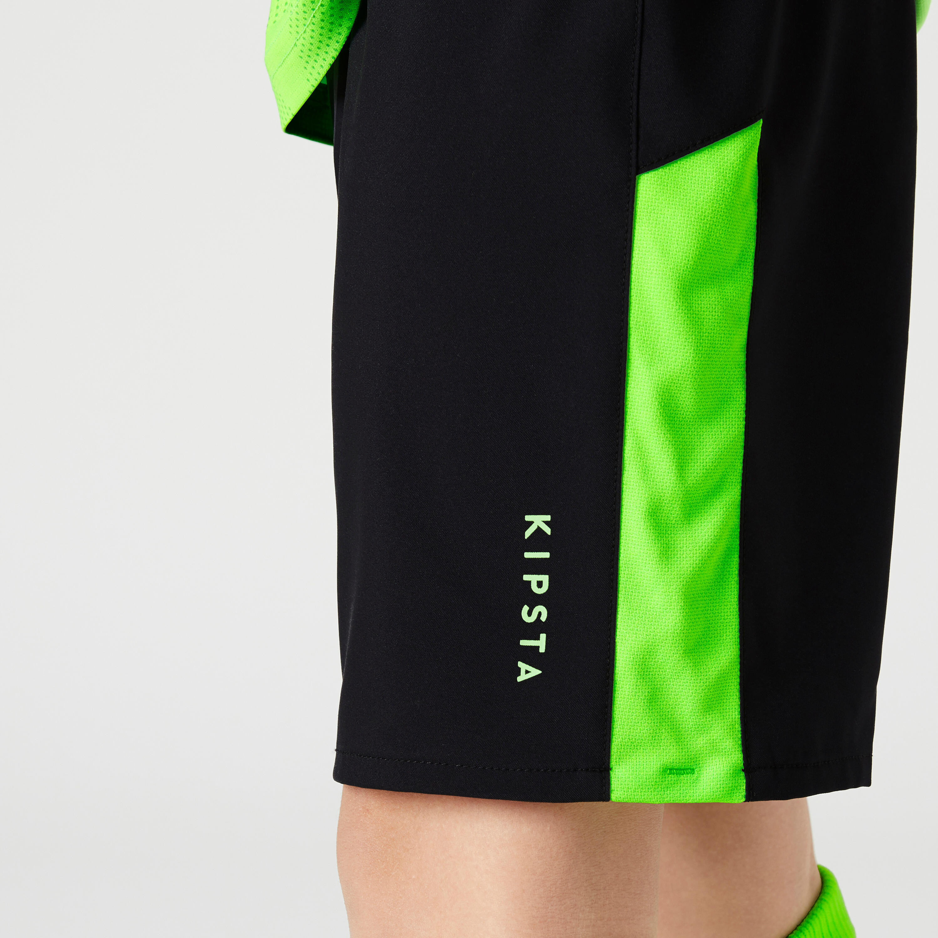 F520 Kids' Football Shorts - Black/Neon Green 5/10