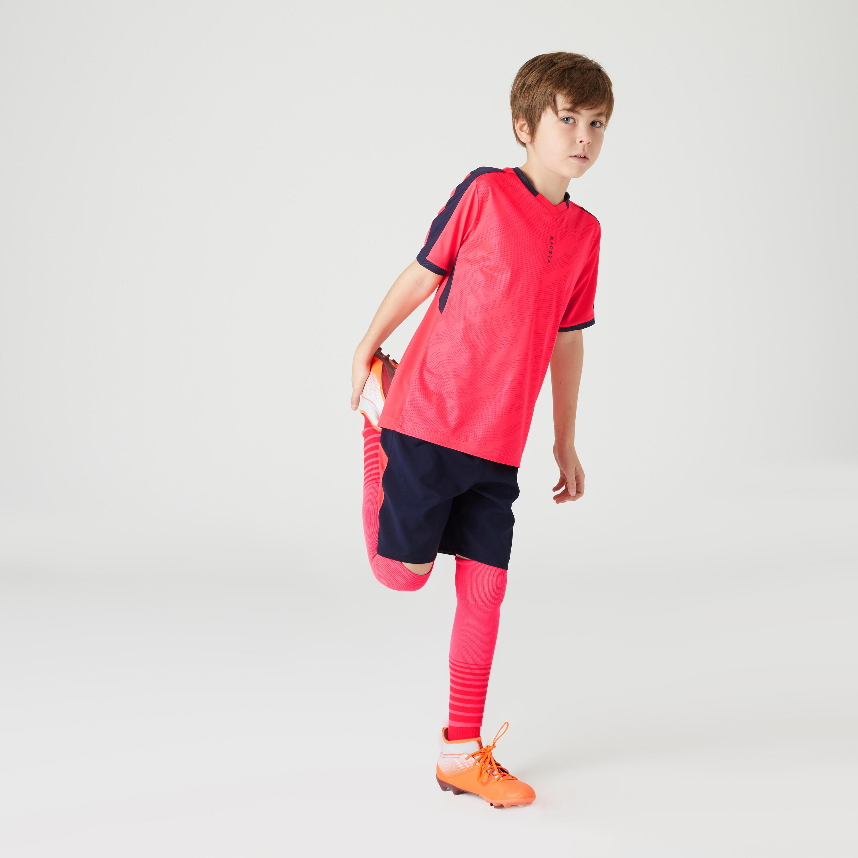 Kids' Football Shorts F520 - Navy/Neon Pink 6/6