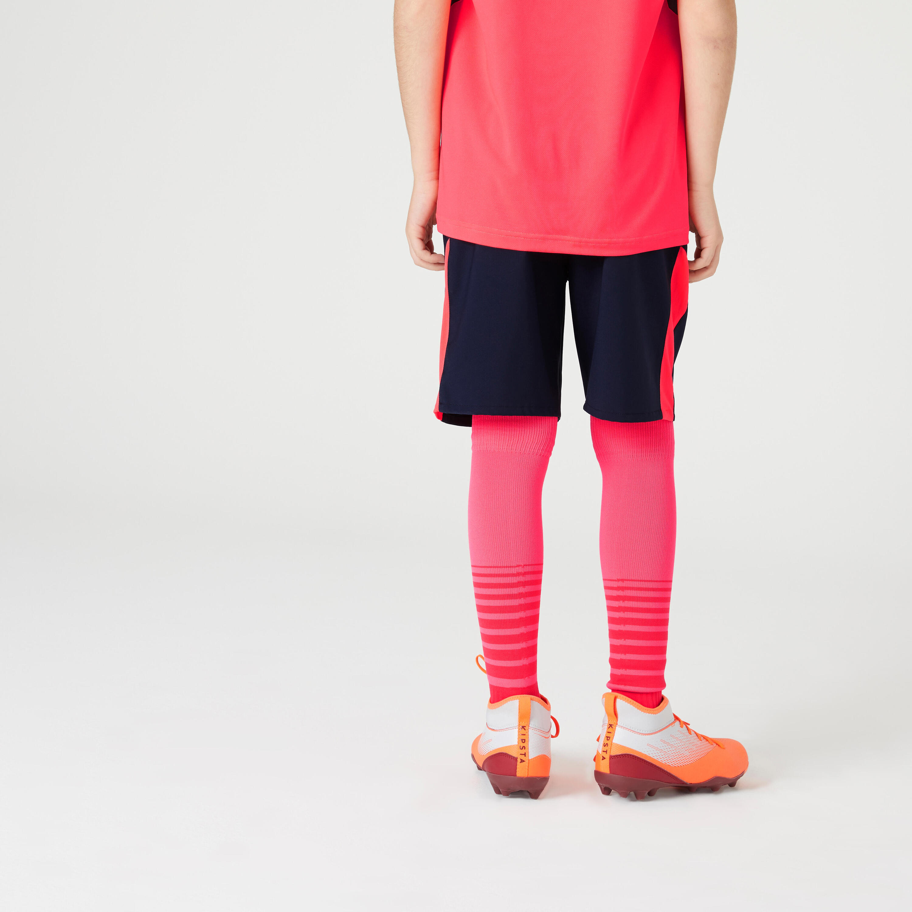 Kids' Football Shorts F520 - Navy/Neon Pink 3/6