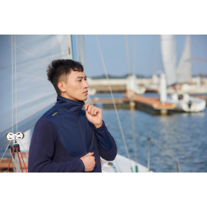 Men's warm sailing fleece 500 - Blue/black