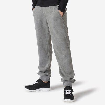Pantalon de jogging large chaud 100 garçon GYM ENFANT gris clair chiné