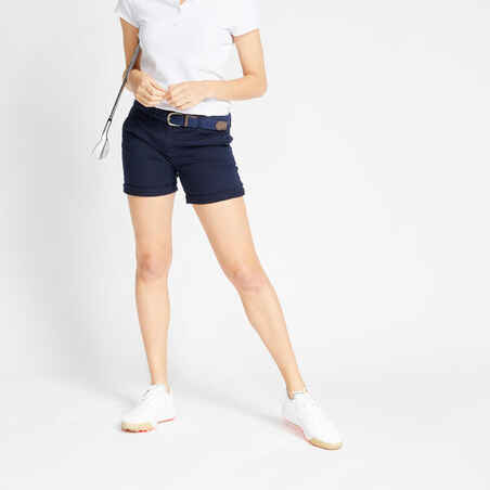 Women's golf cotton chino shorts - MW500 navy blue