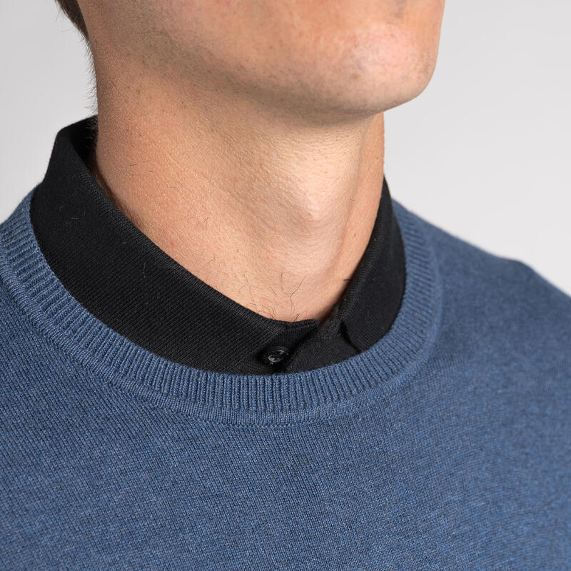 Men's golf crew neck pullover MW500 - Dark heather blue