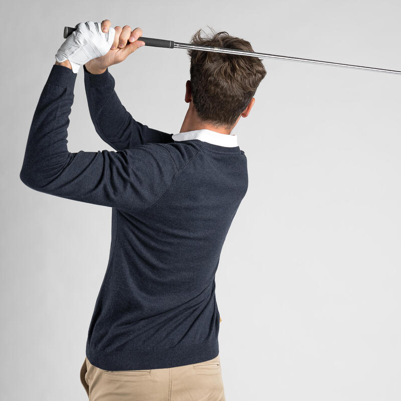 男款圓領高爾夫球針織衫 MW500（灰藍色）