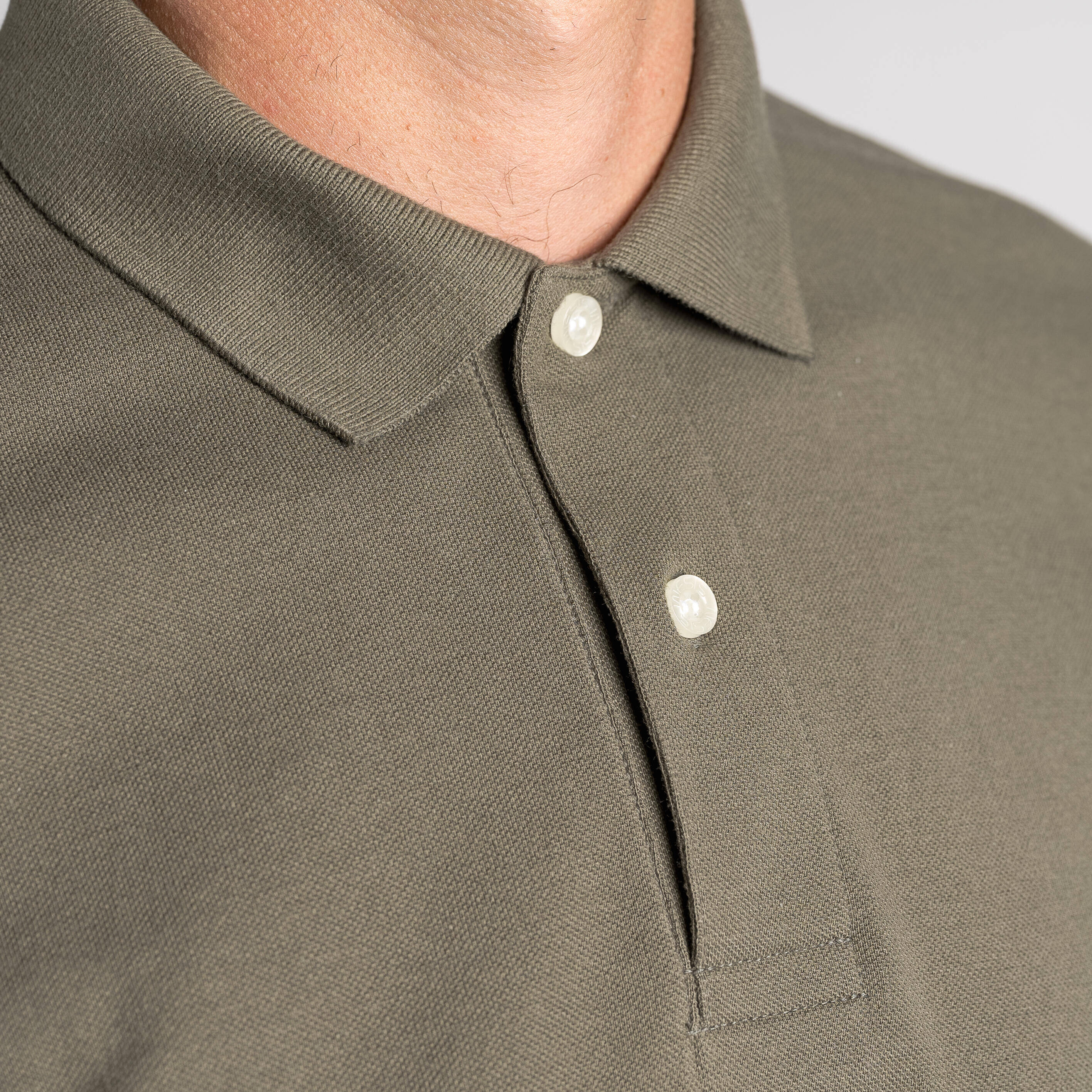 MEN'S GOLF LONG-SLEEVED POLO SHIRT - MW500 KHAKI -  4