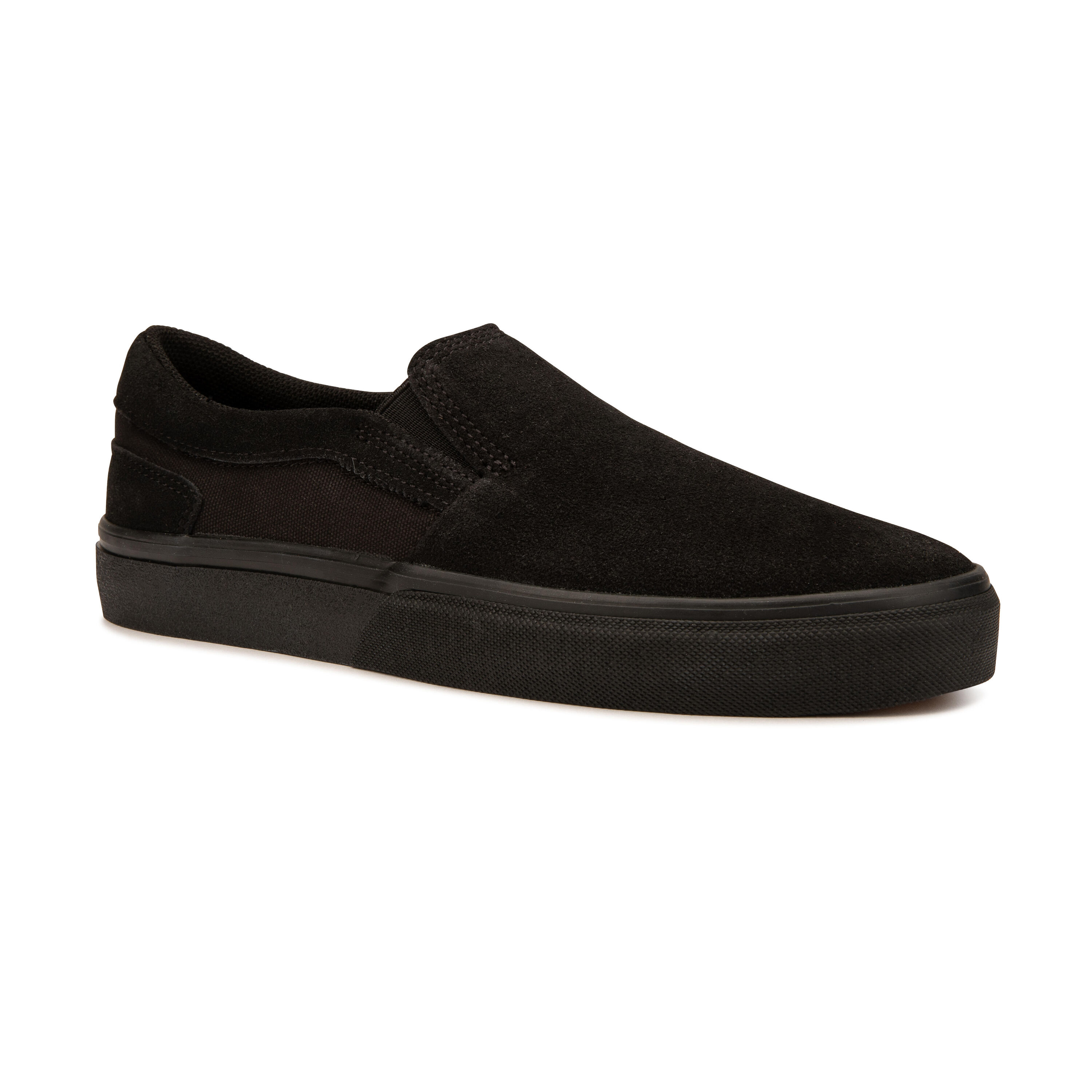 OXELO Adult Low-Top Slip-On Skate Shoes Without Laces Vulca 500 - Black