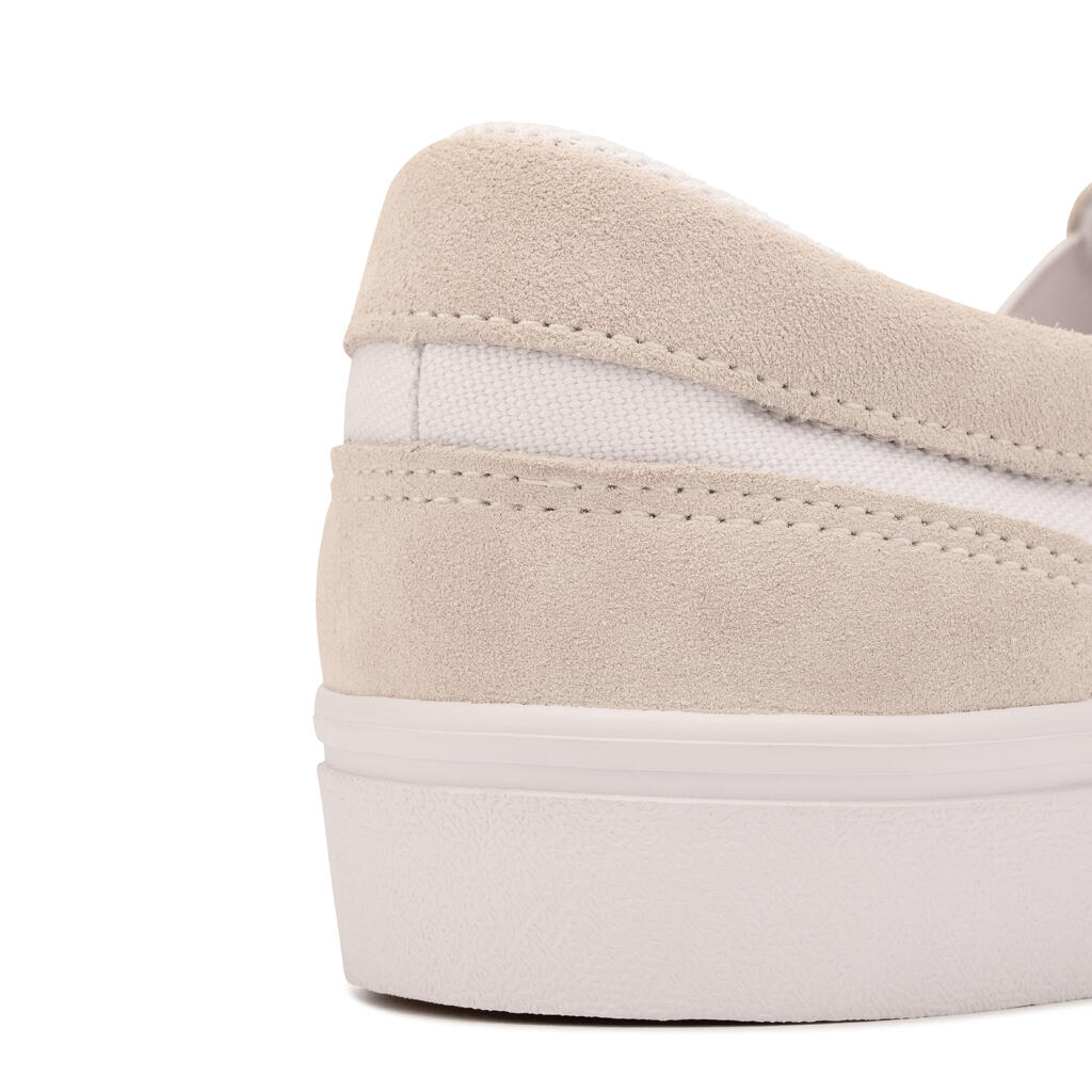 Chaussures basses de skateboard sans lacets adulte VULCA 500 slip-on blanche