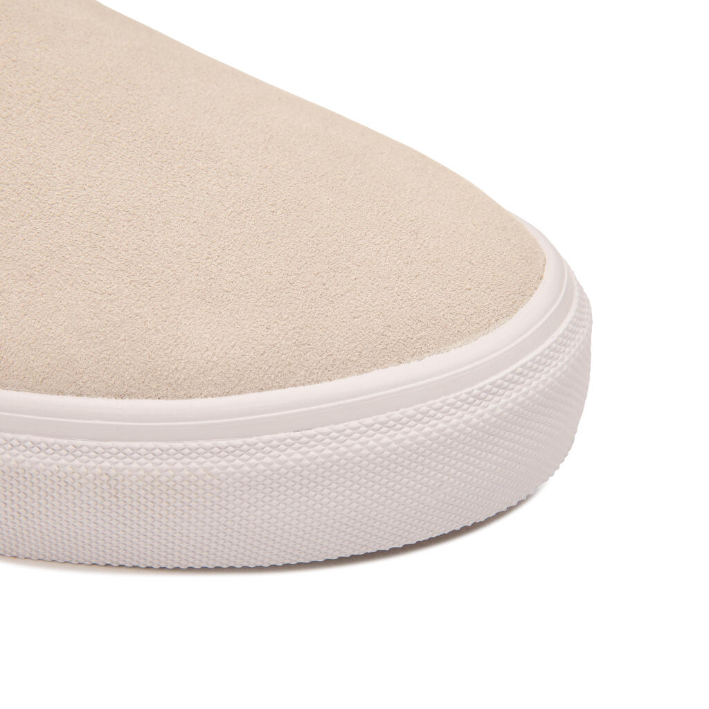 Chaussures basses de skateboard sans lacets adulte VULCA 500 slip-on blanche