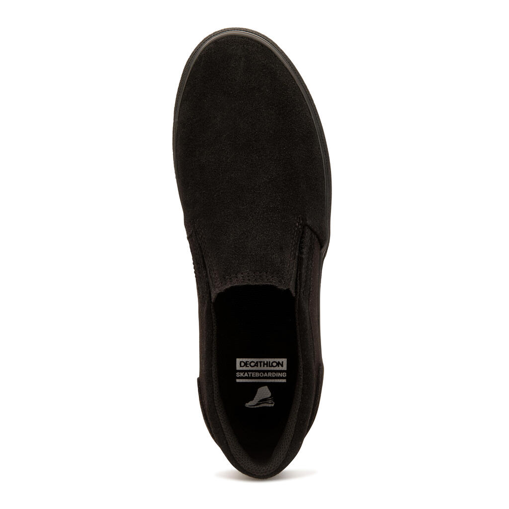 Chaussures basses de skateboard sans lacets adulte VULCA 500 slip-on noire