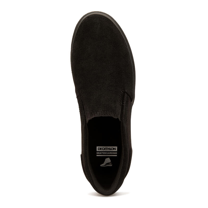 Skateschuh Slip-on Damen/Herren ohne Schnürung niedrig - Vulca 500 schwarz