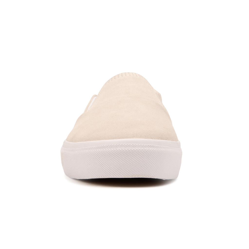 Chaussures basses de skateboard sans lacets adulte VULCA 500 slip-on blanche