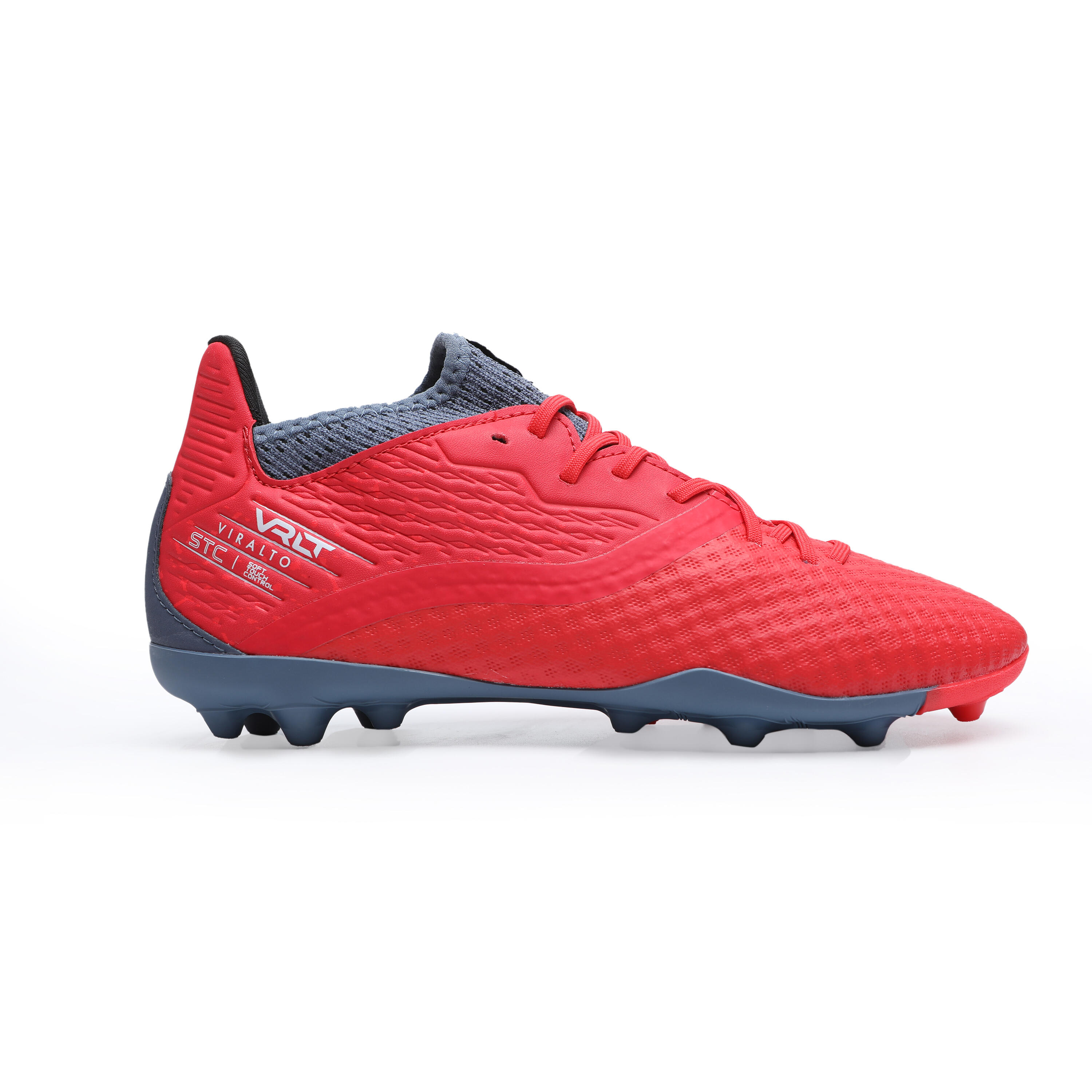 grey and red football boots