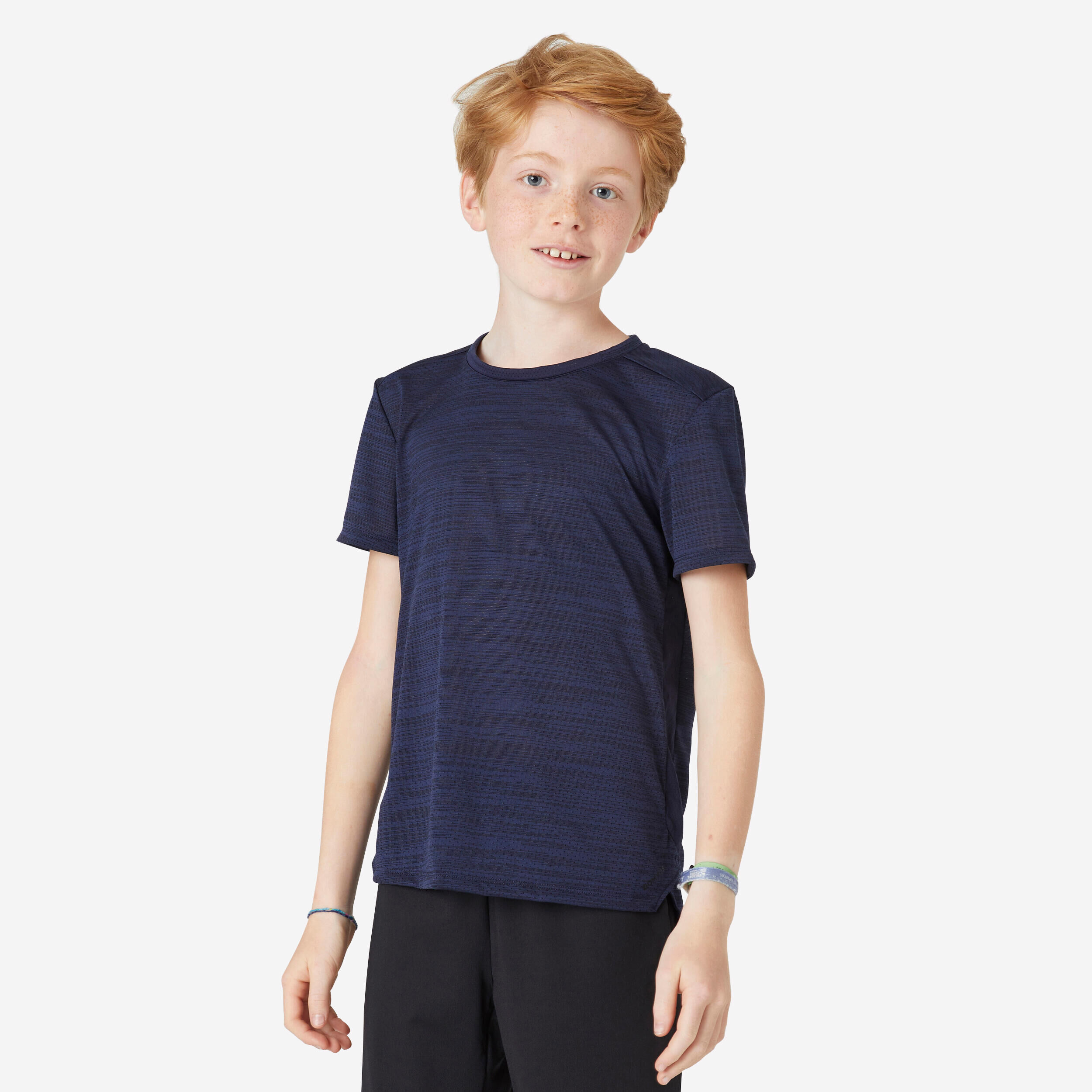 DOMYOS Kids' Synthetic Breathable T-Shirt S500 - Navy