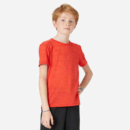 Camiseta de fitness manga corta para Niños Domyos 500 naranja