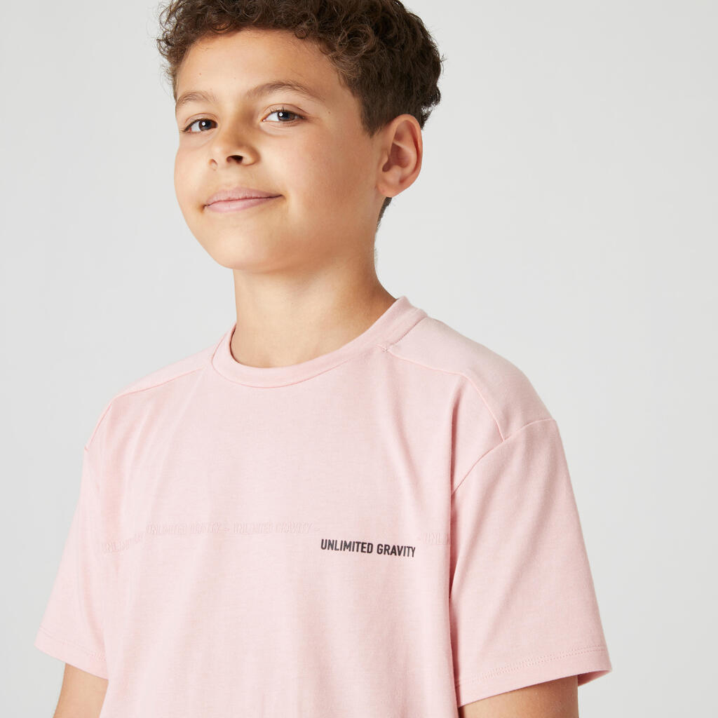 Kids' Breathable Cotton T-Shirt 500 - Khaki