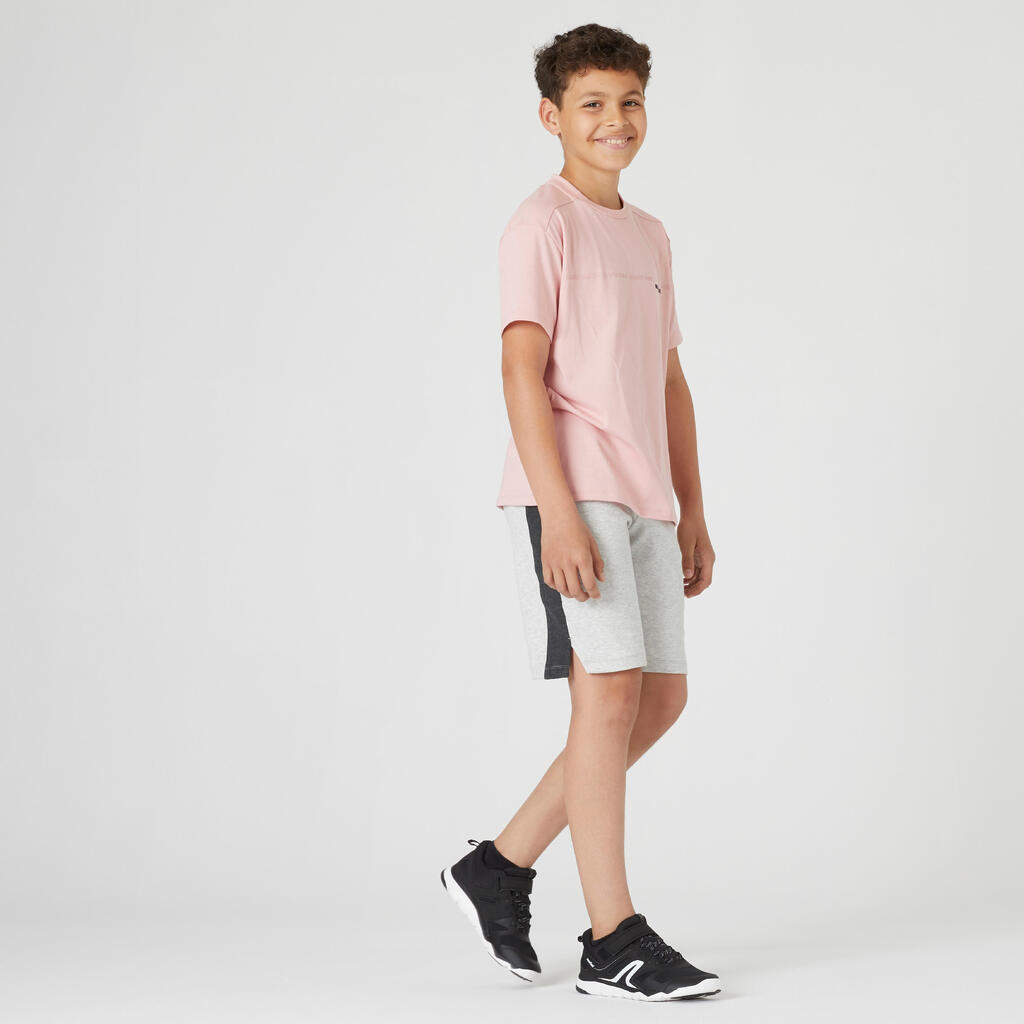 Kids' Breathable Cotton T-Shirt 500 - Khaki
