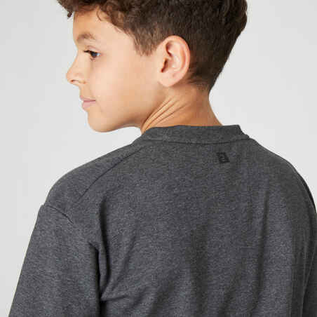 Camiseta gimnasia manga corta algodón transpirable Niños Domyos 500 gris