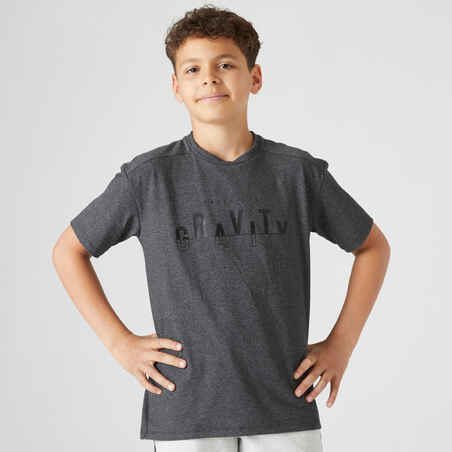 Camiseta gimnasia manga corta algodón transpirable Niños Domyos 500 gris