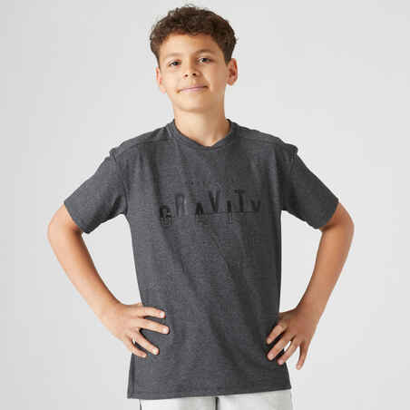 Camiseta de fitness manga corta para Niños Domyos 500 gris