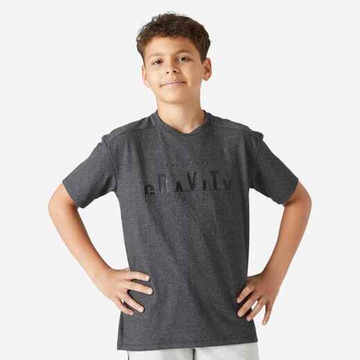 
      Playera de algodón para niños - 500 - Gris oscuro - Transpirable 
  