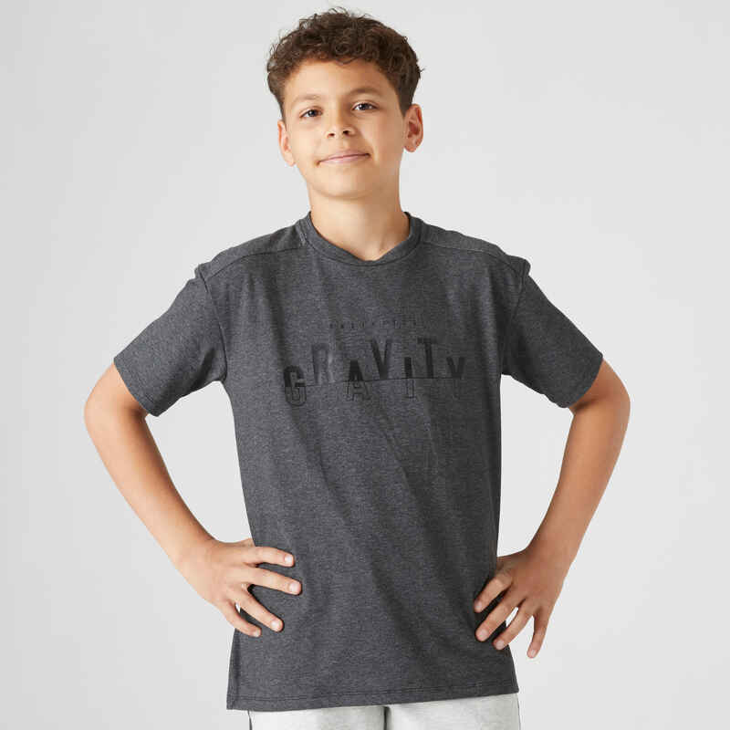 T-Shirt 500 Baumwolle atmungsaktiv Kinder dunkelgrau 
