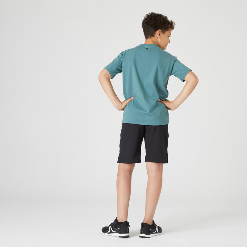 T-shirt bambino ginnastica 500 misto cotone verde militare